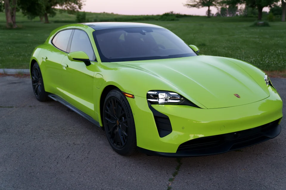 Porsche Taycan Noddy's new PTS Acid Green Cross Turismo Taycan in production! 1667679074330