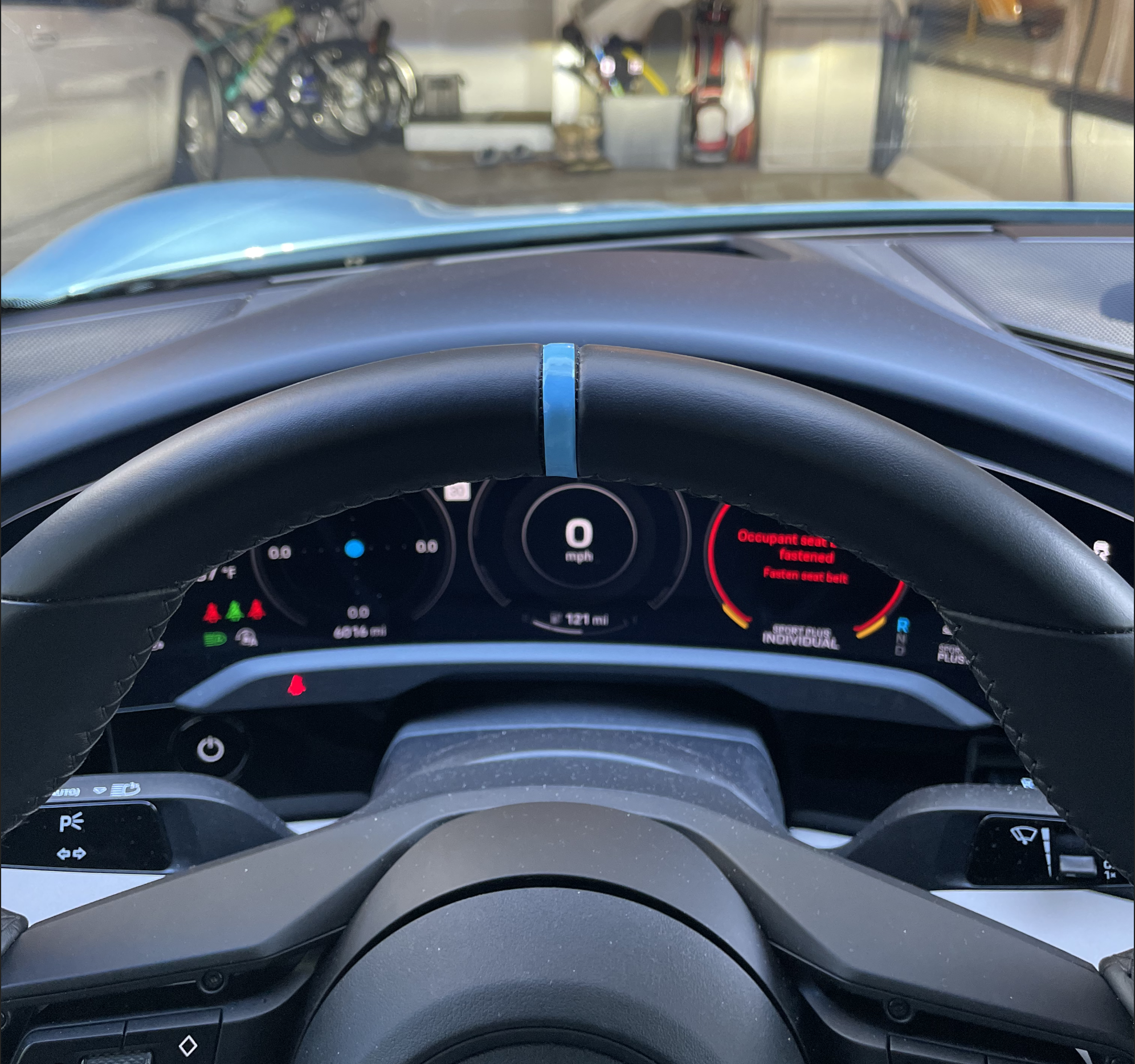 Porsche Taycan This is the best value mod (relative to price!) -- Steering wheel tab color vinyl Screenshot 2024-02-19 at 13.00.27